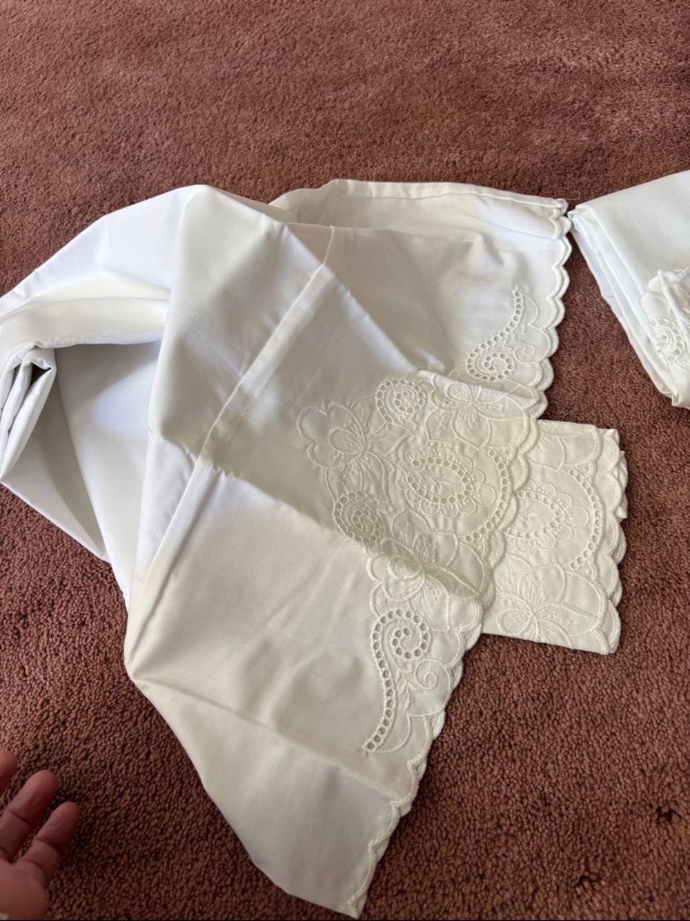 250-Thread White Embroidered Pillowcases - Set of 2 - Picture 3 of 3